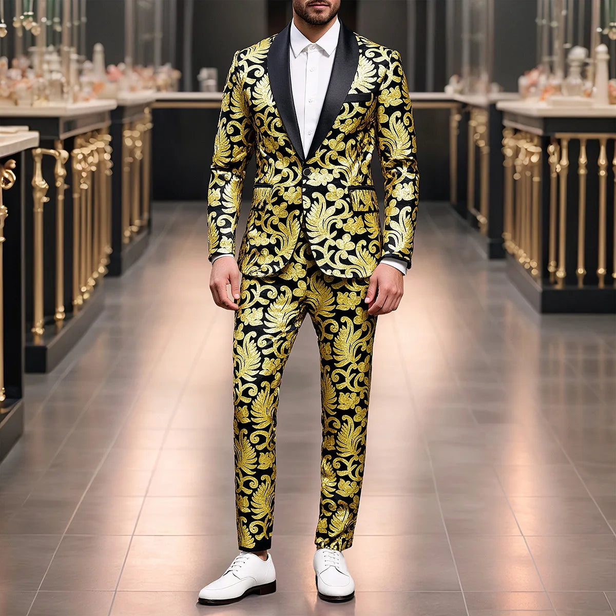 Men Luxury Sequin Party Suit Set
