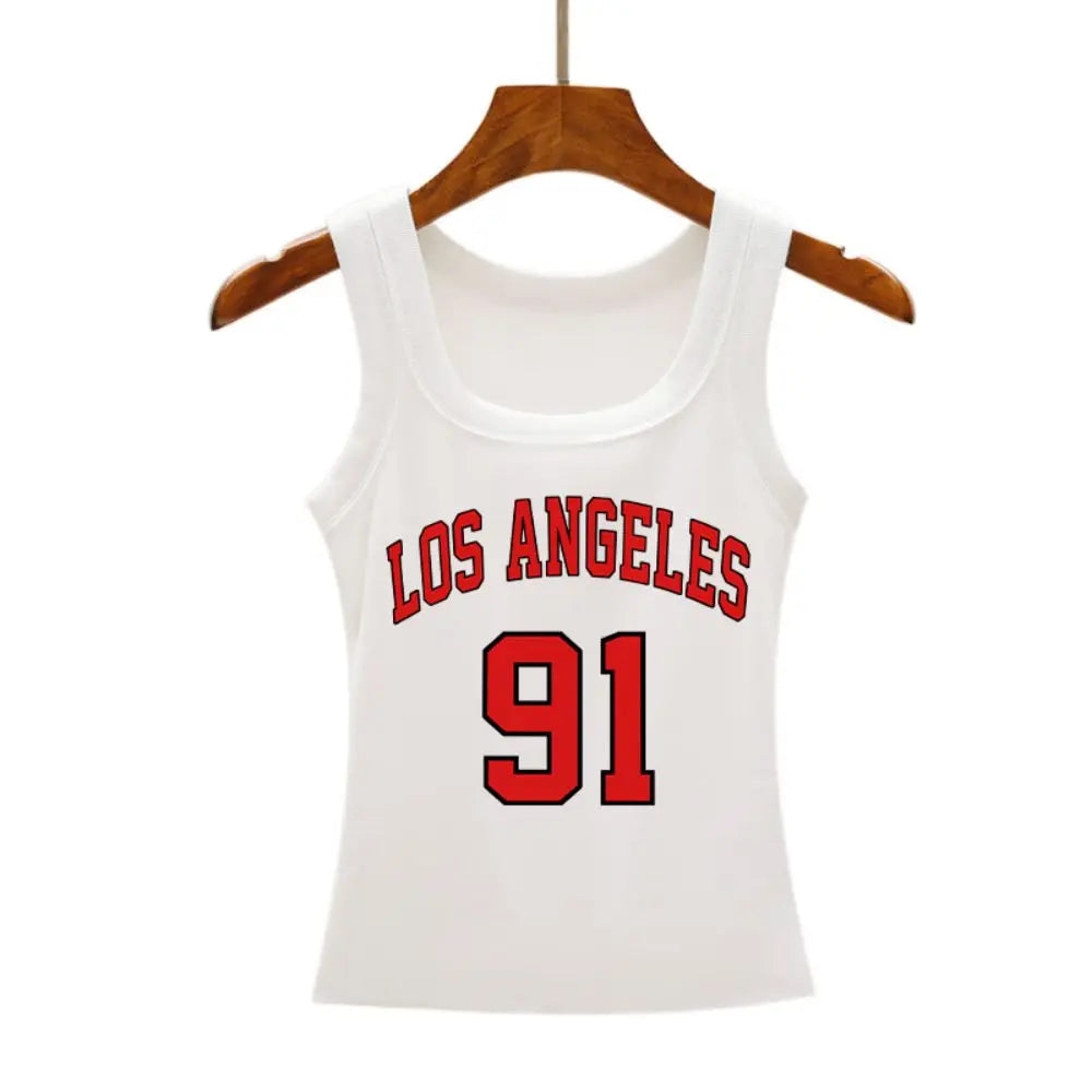 Los Angeles Print Ribbed Knit Tank Vest