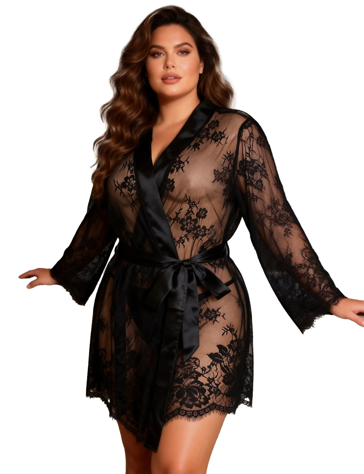 Plus Size Lace Robe