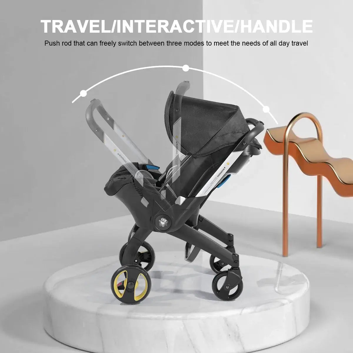 Versatile baby stroller with a metal frame, adjustable push rod for three travel modes, suitable for infants and toddlers.