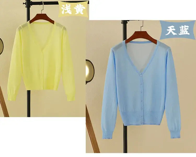 Women Cropped V-Neck Knit Cardigan