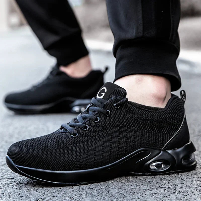 أحذية رياضية نسائية للسلامة مزودة بوسادة هوائية وأصابع فولاذية