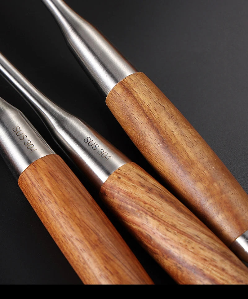 7-Piece Stainless Steel Utensil Set with Wooden Handle