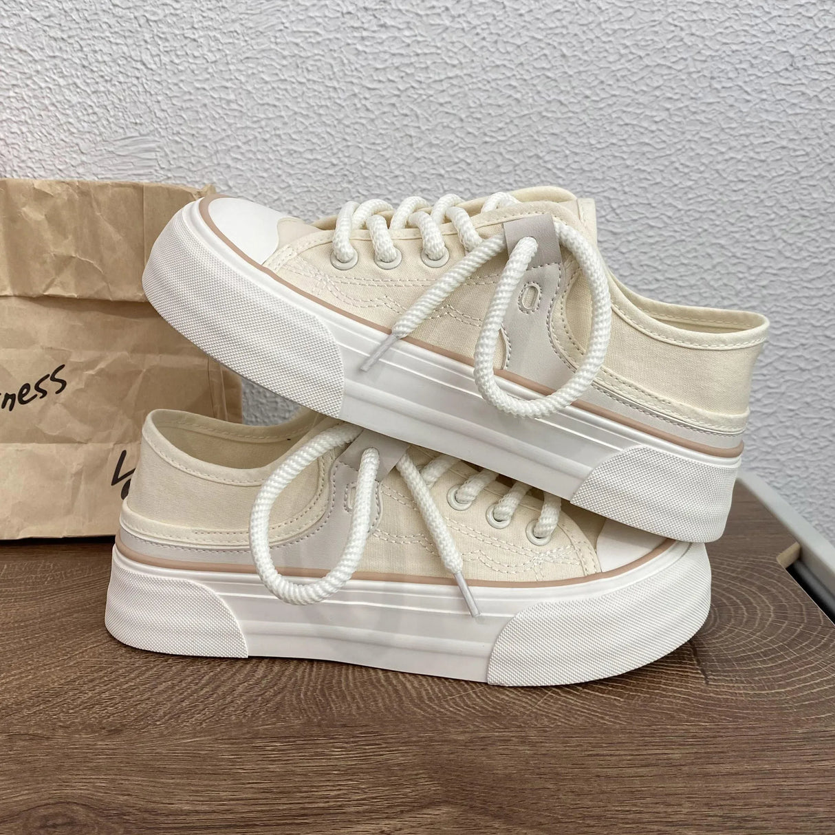 Women Canvas Sneakers Non Slip Lace Up Flats