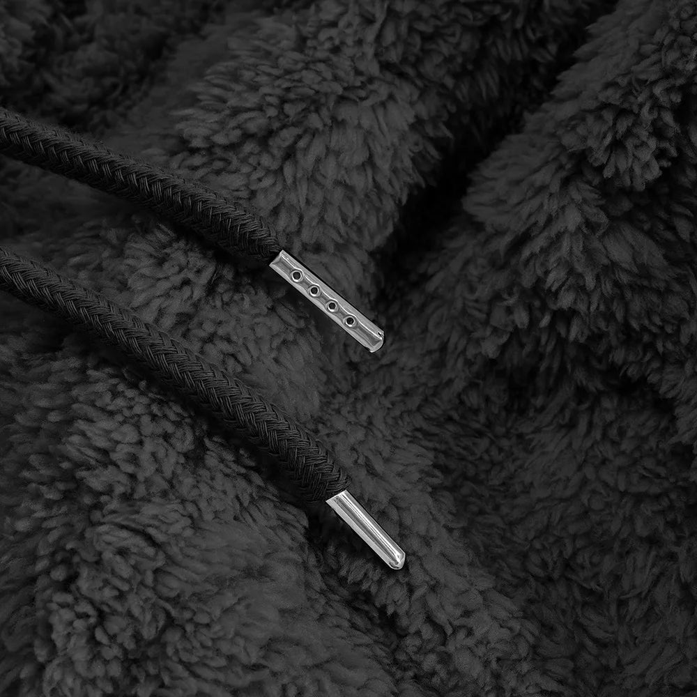 Men Velvet Hooded Pullover Sweater