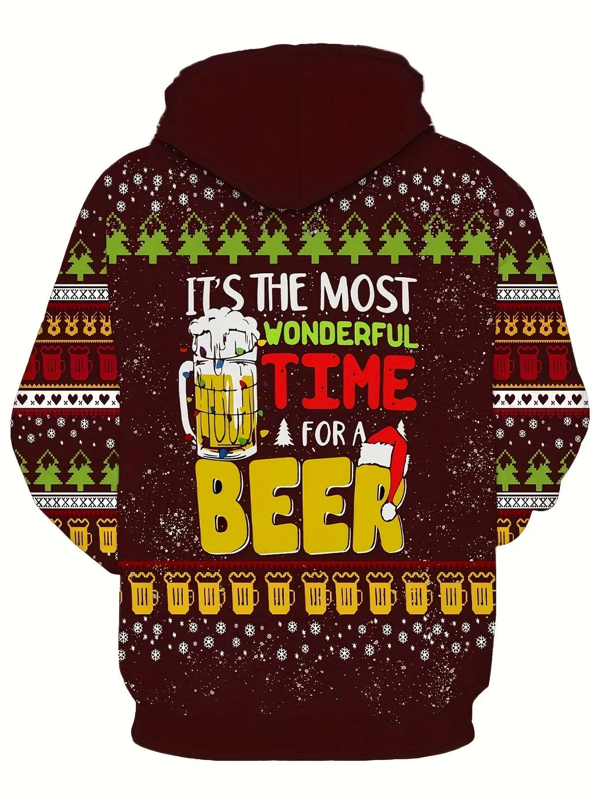 Men's Plus Size Christmas Hoodie – Festive Print