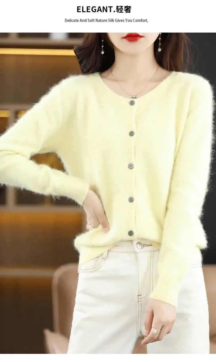 كارديجان نسائي من صوف المنك والكشمير