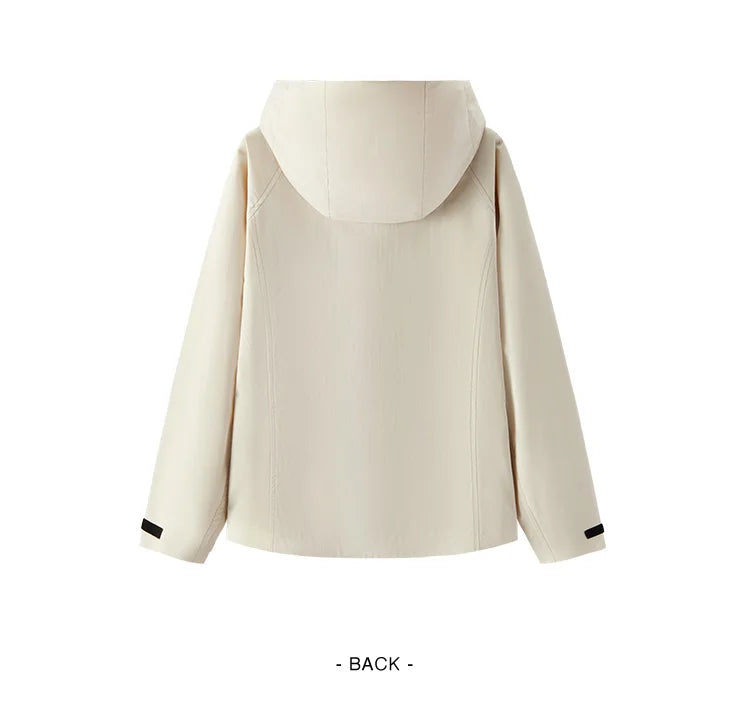 Women's Windproof Raglan Hooded Spring Jacket