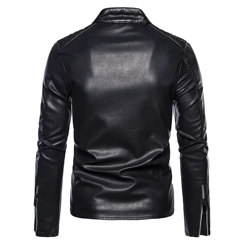 Men Faux Leather Motorcycle Jacket