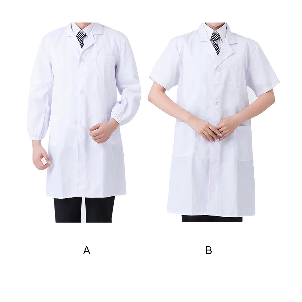 Laboratory long sleeve and short sleeve work coats for women, ideal for school uniforms and medical use.