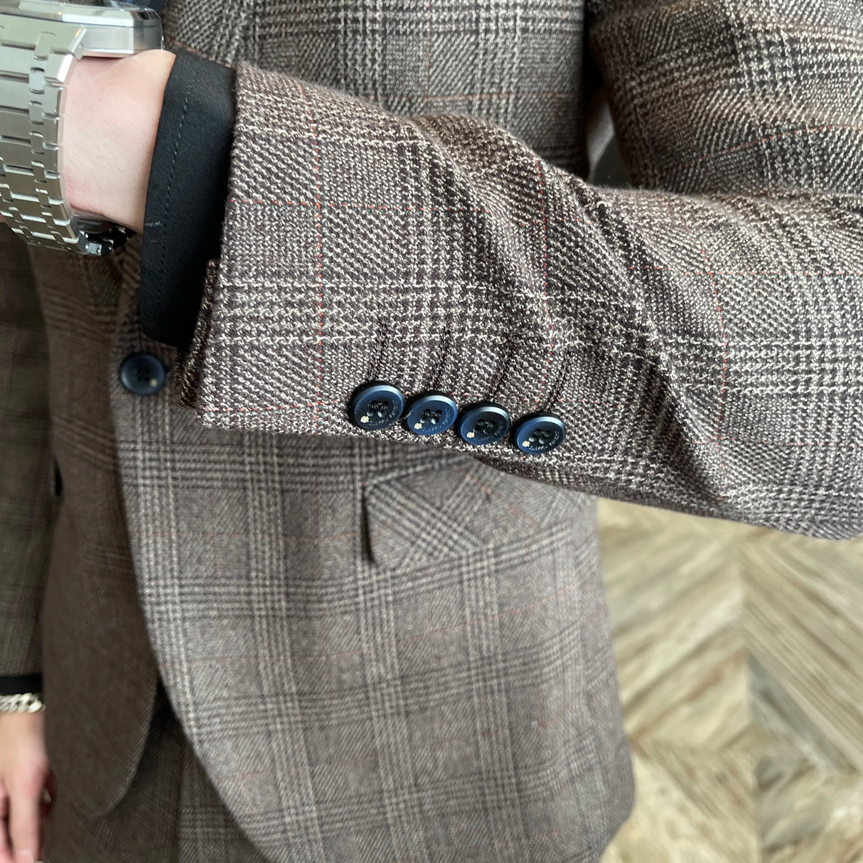 Men Plaid 3-Piece Business Suit