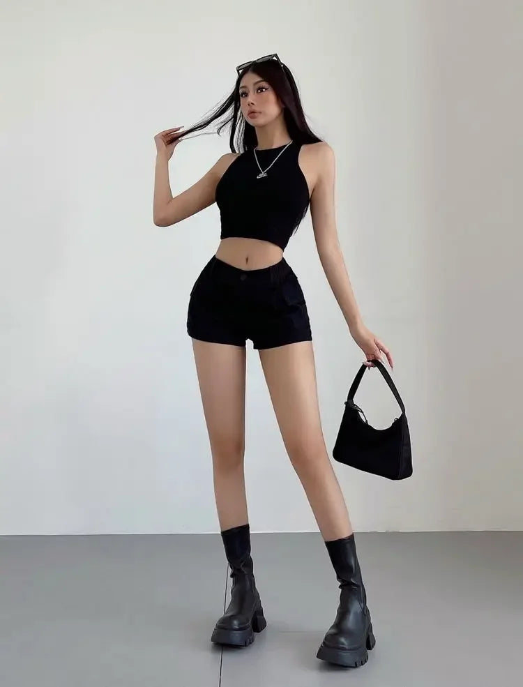 Women's High Waist Cotton Shorts