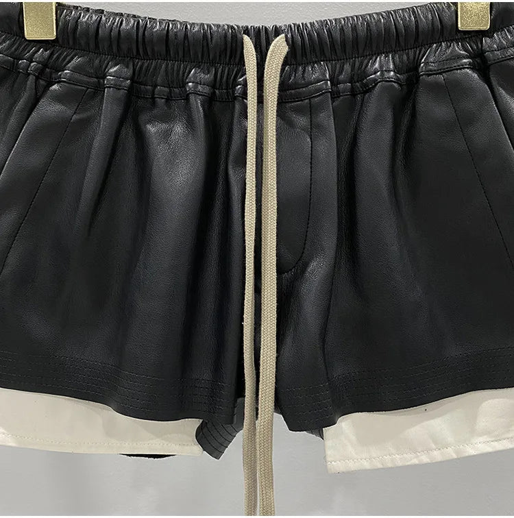 Women's PU Leather Black Shorts