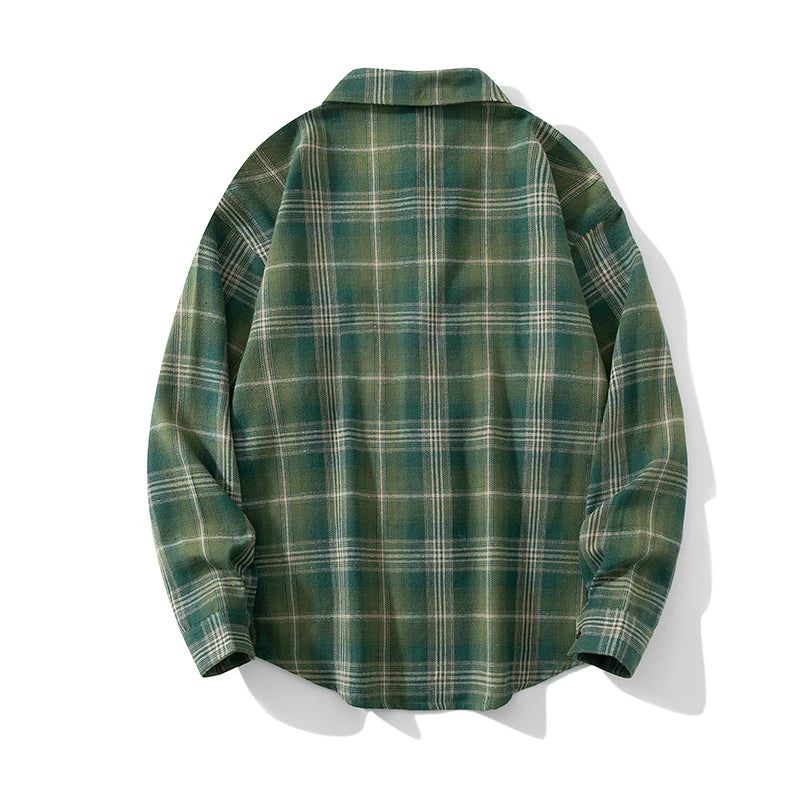 Men Oversized Plaid Shirt
