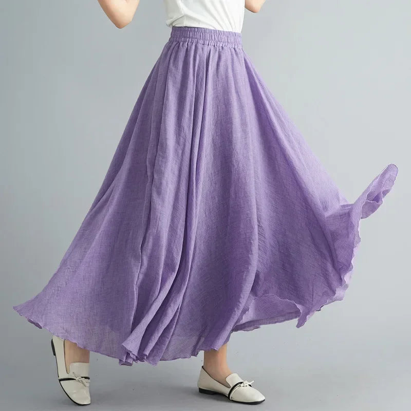 Women Linen Maxi Skirt