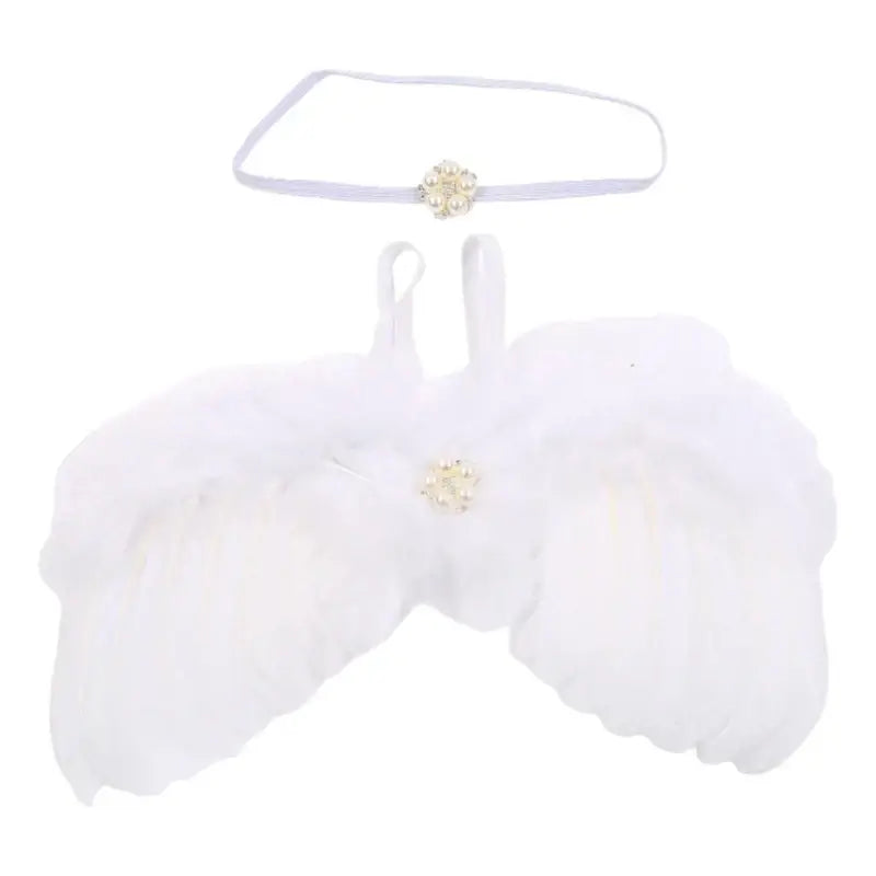 Baby angel wing costume with headband for newborn photography, perfect for 0-12 months, unisex baby outfits.