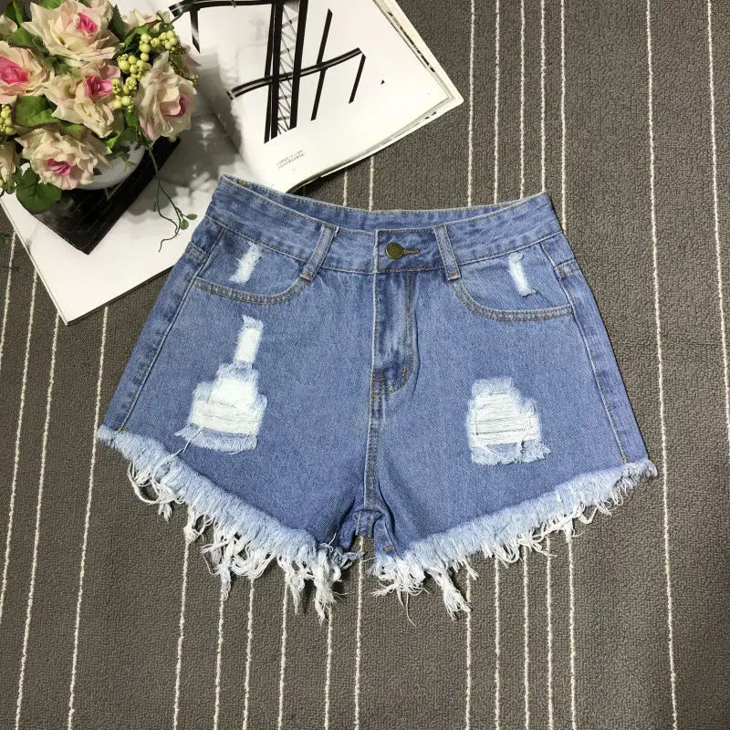 High Waist A-Line Denim Shorts for Women | Y2K Fashion
