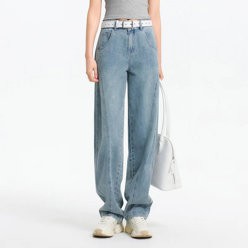 بنطلون نسائي فضفاض مدبب ذو حافة منحنية