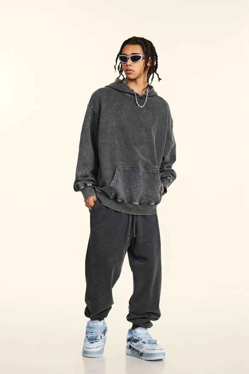 Oversized Men's Hoodie – Vintage Black Pullover