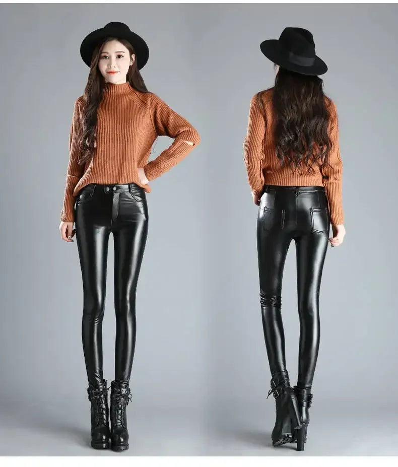 Women Winter Leather Leggings