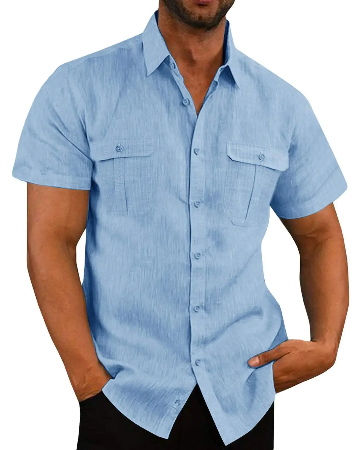 Men's Plus Size Cotton Linen T-Shirt – Summer Solid