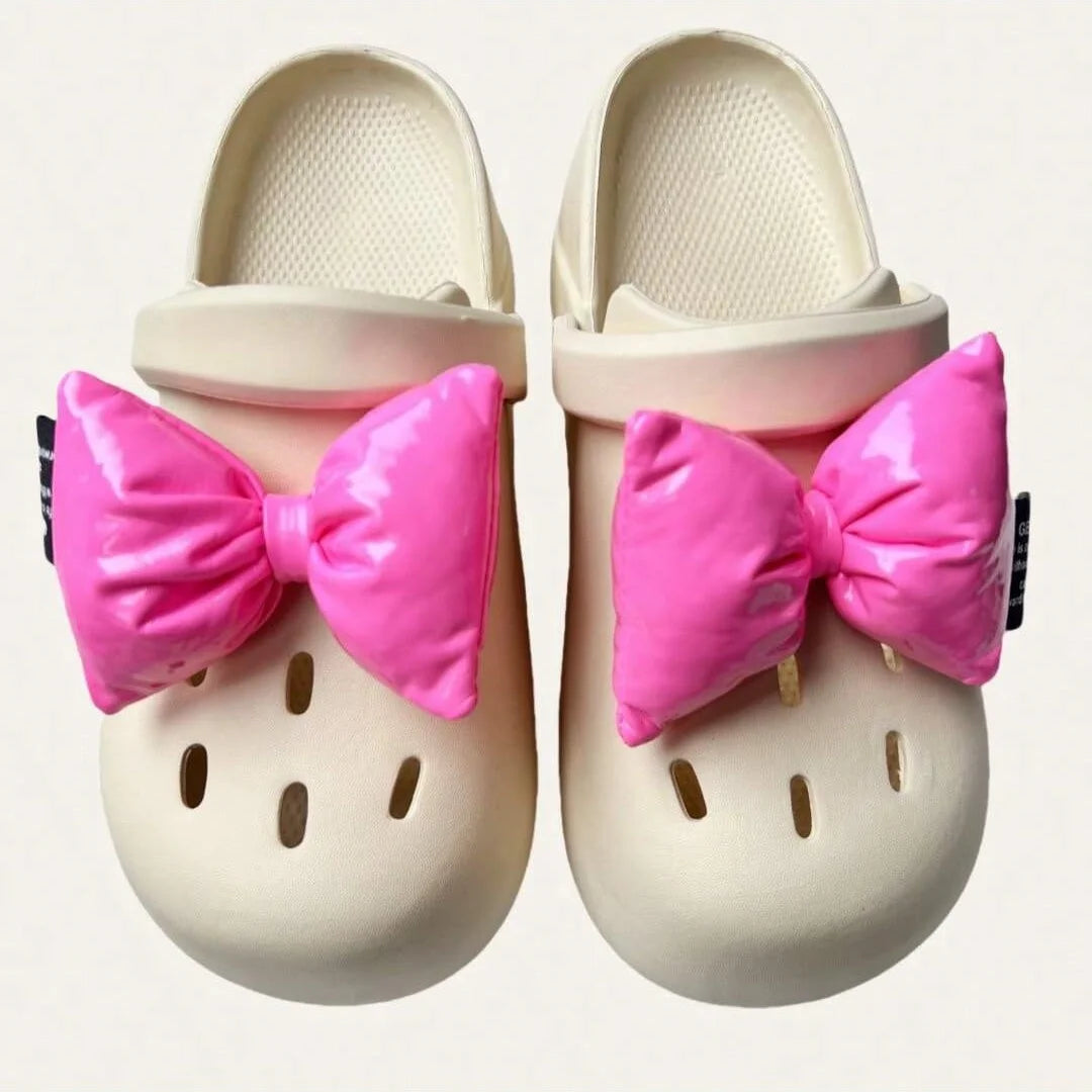Women Bow Shoe Charms Glossy Accessories