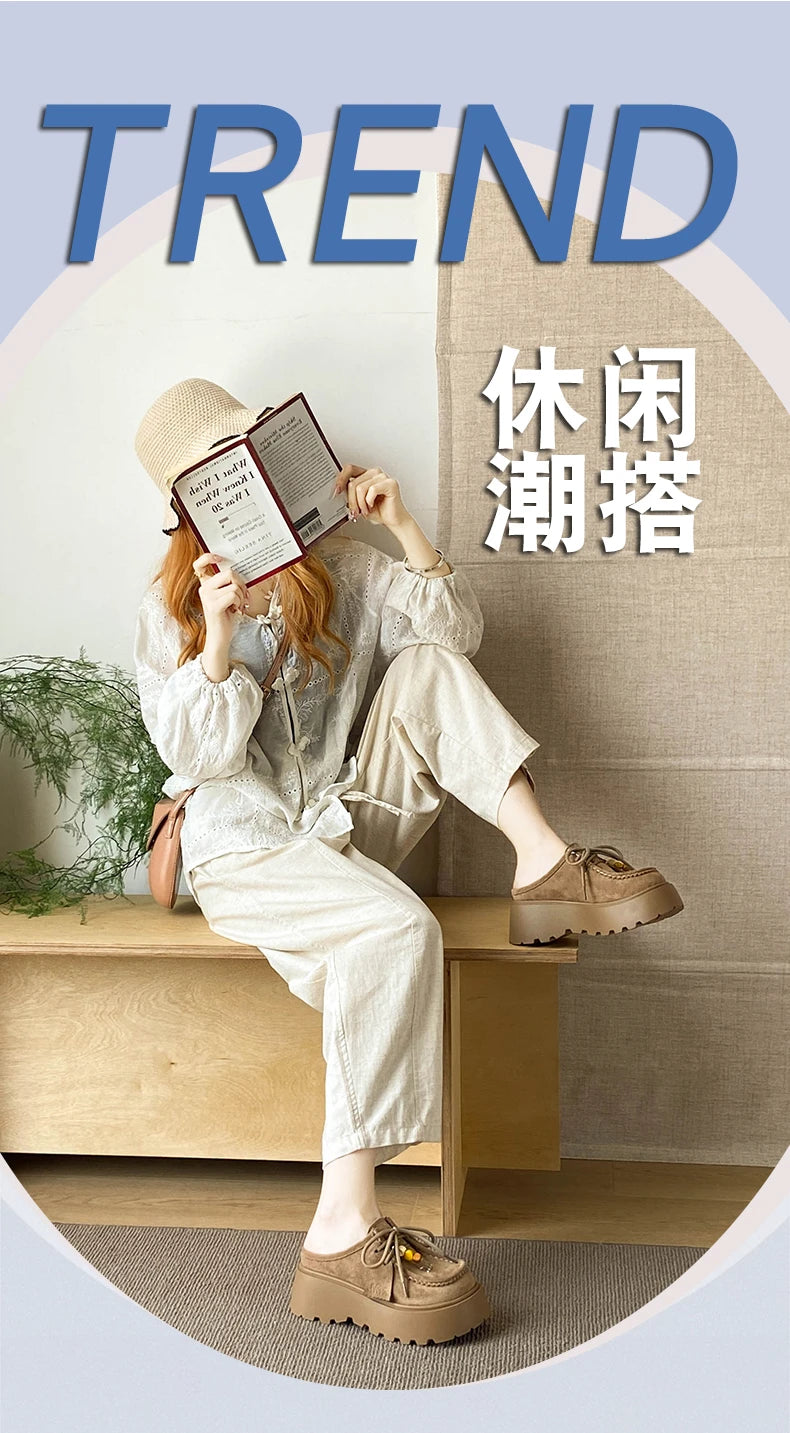 Women’s Retro Platform Half-Slipper Loafers