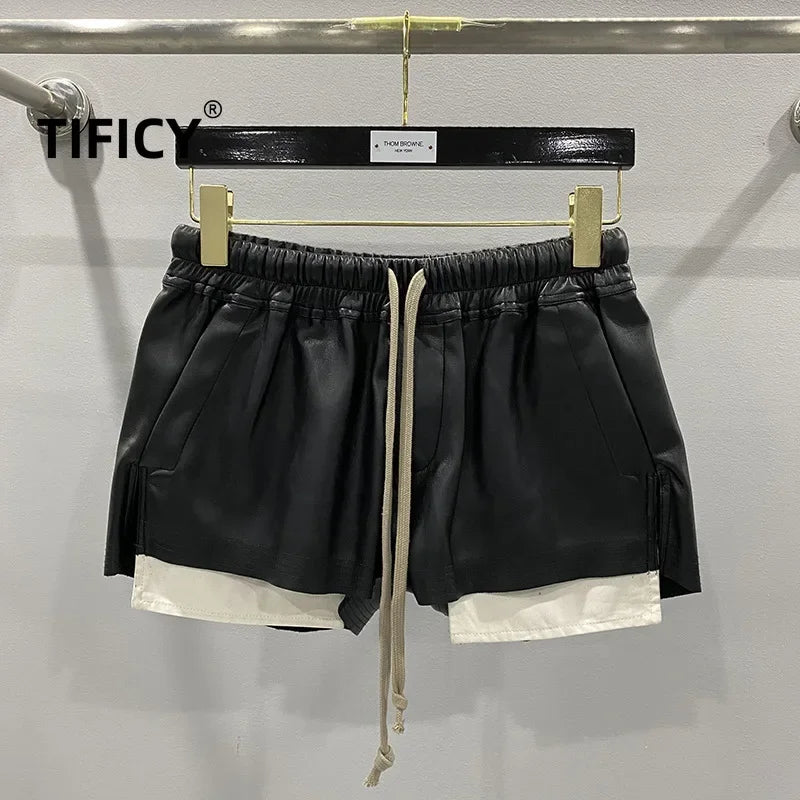 Women's PU Leather Black Shorts