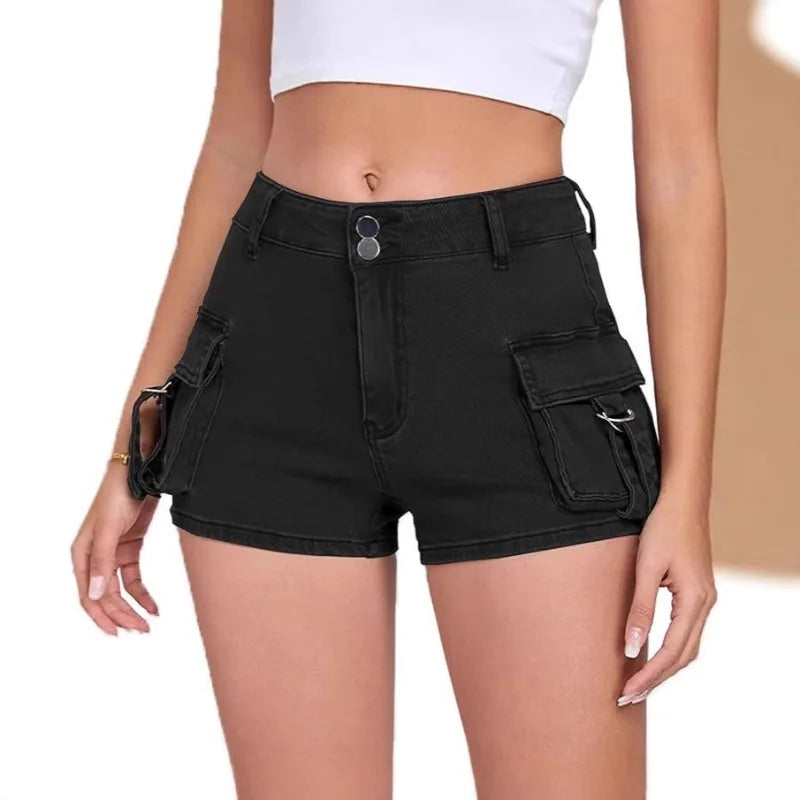 Women's Tight Cargo Denim Shorts