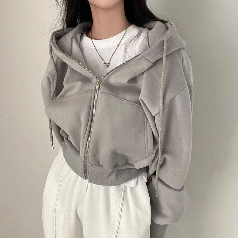 Women's Y2K Cropped Zip Hoodie