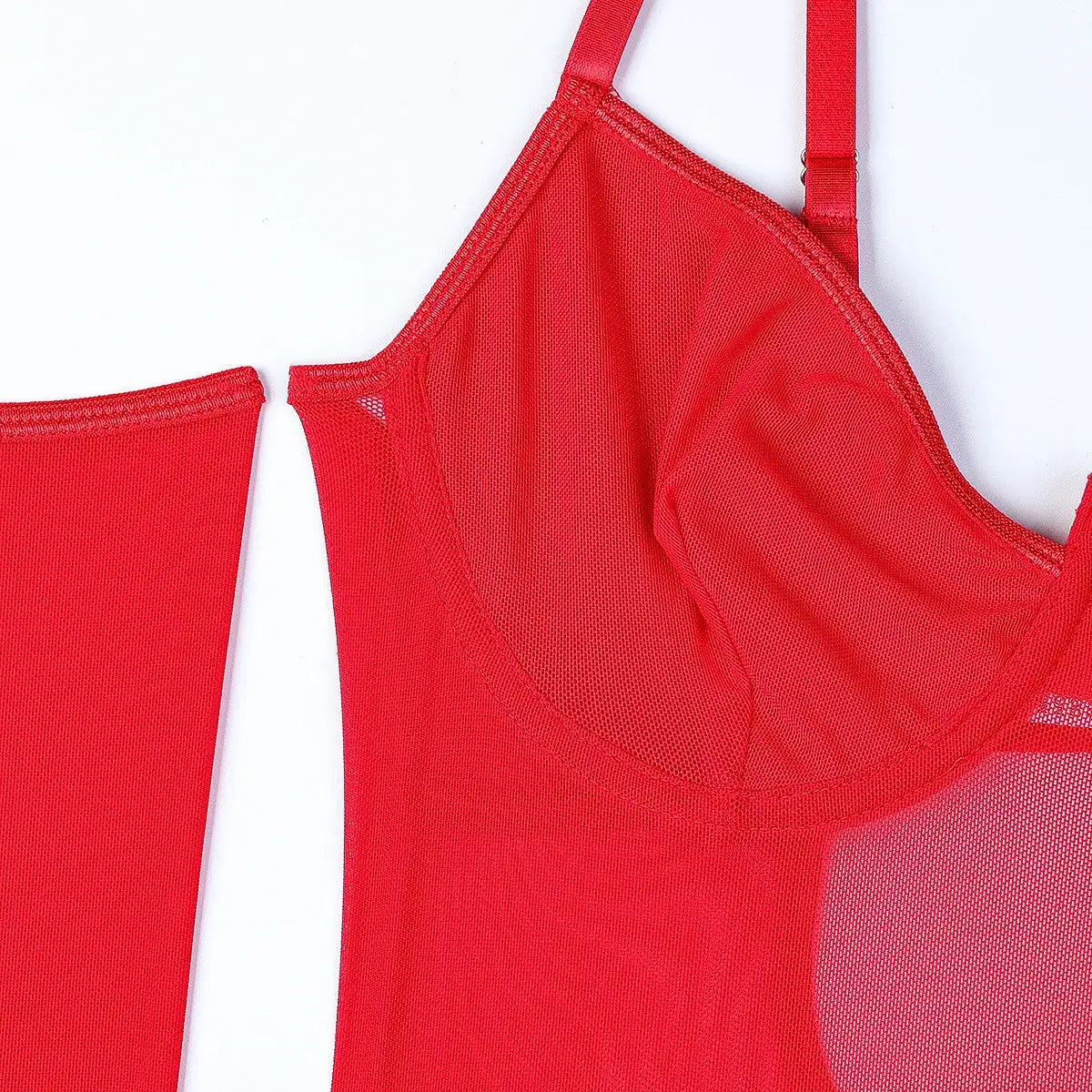 جمبسوت نسائي شبكي مع حمالة صدر