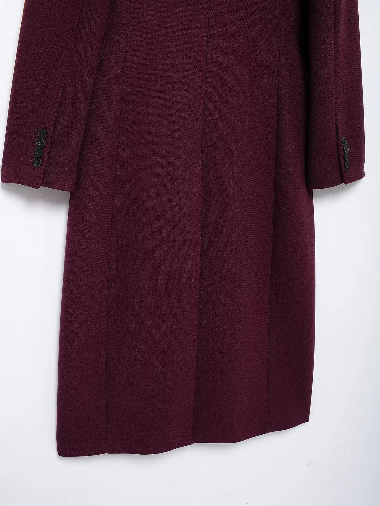 Burgundy Woolen Double Breasted Winter Coat