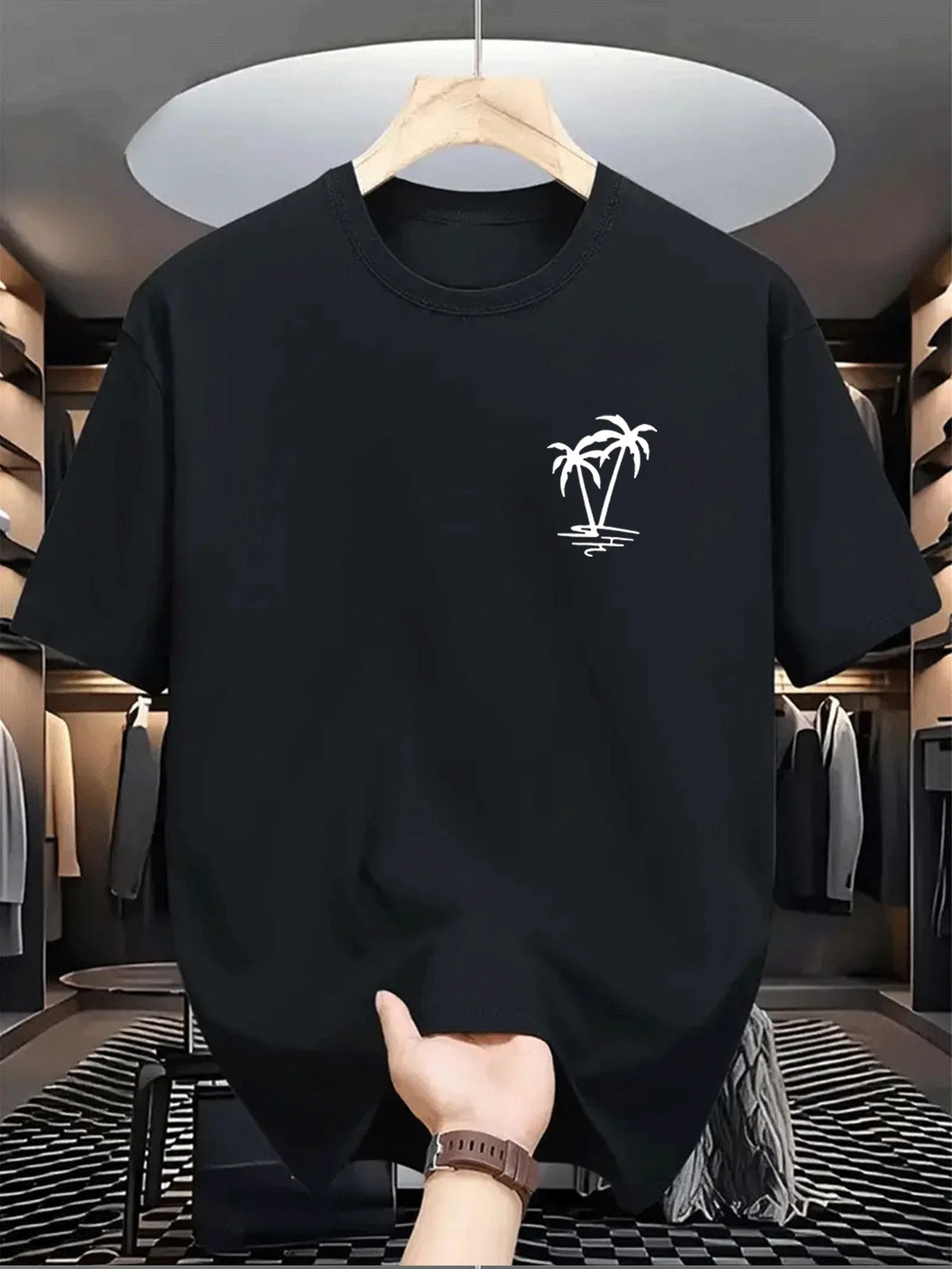 تي شيرت رجالي بطبعة جوز الهند