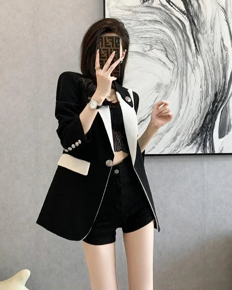 ColorFold™ – Long Tailored Blazer (Colorblock Elegance, On-Sale Collection)