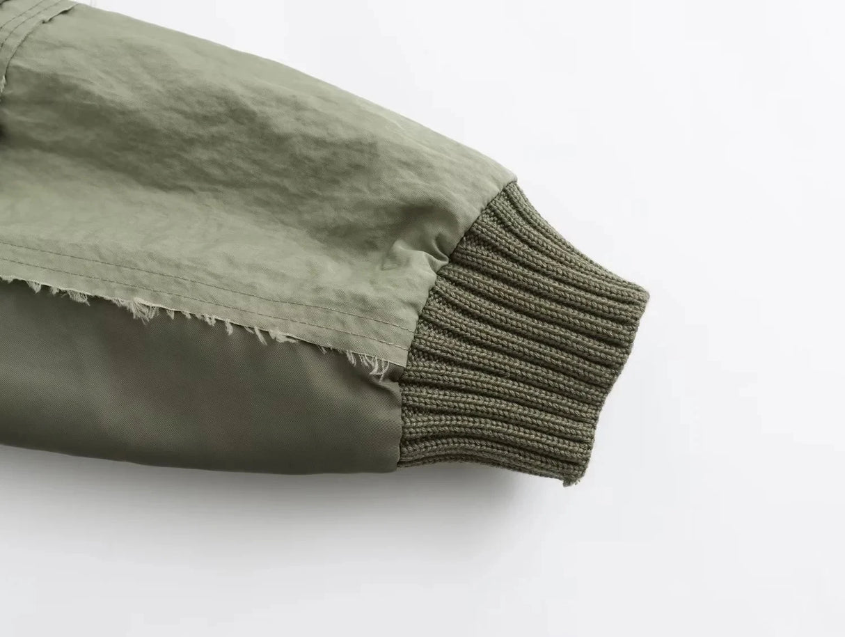 Oversized Army Green Bomber Jacket