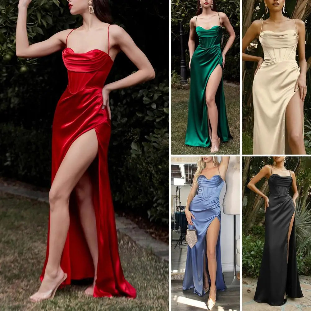 Women's Satin Corset Evening Dress