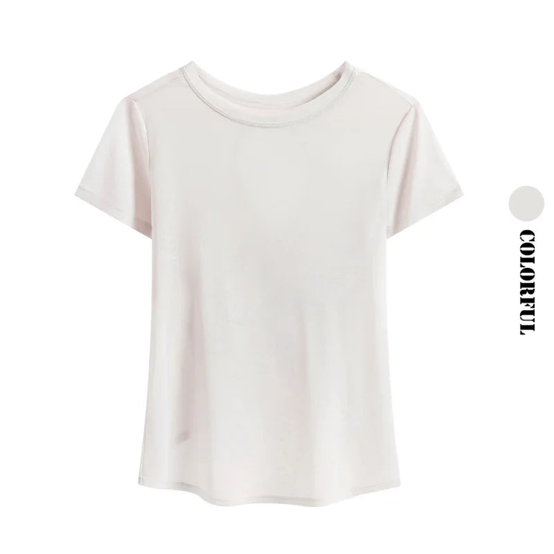 قميص يوغا قصير مفتوح الظهر للنساء