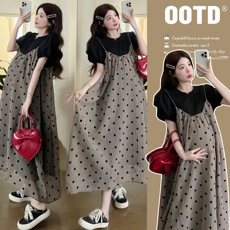 Summer Maternity Two-Piece Skirt Set