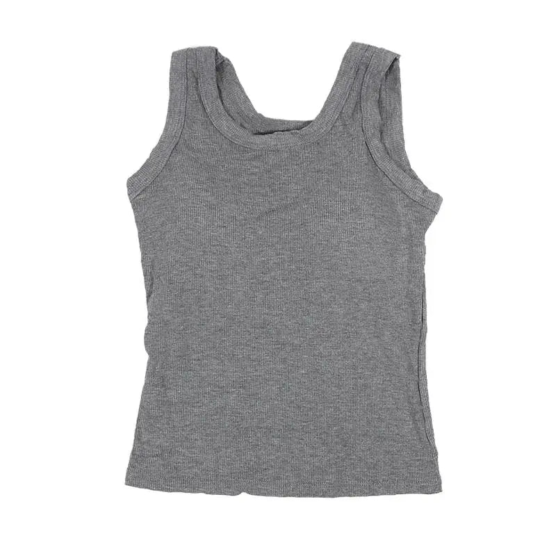 SlimCotz™ padded cotton spaghetti camisole in gray, summer slim fit, breathable vest for women.
