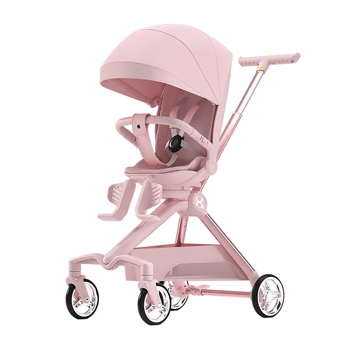 Lightweight Baby Travel Stroller Mini ELF 2 in soft pink, suitable for ages 0-2 years, foldable and easy to carry.