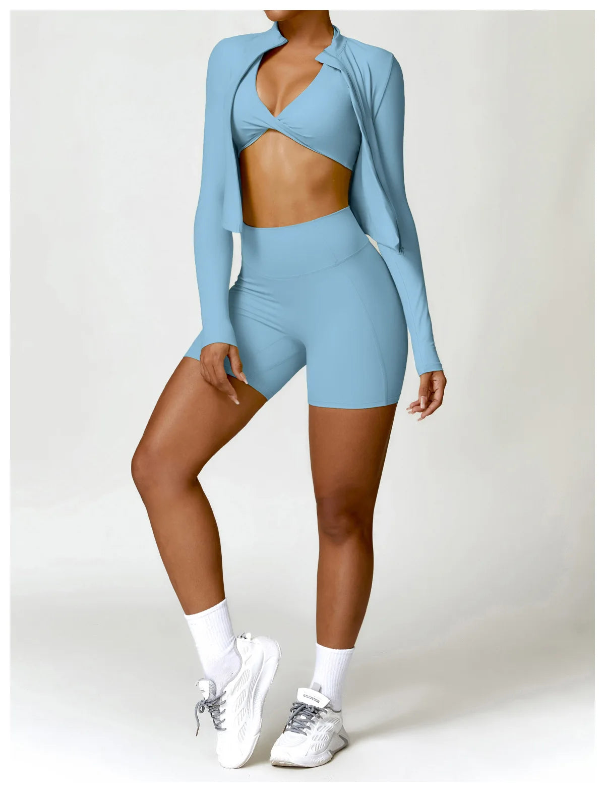 Women's Zip Long Sleeve Yoga Jacket – Gym Push-Up Sportswear Top