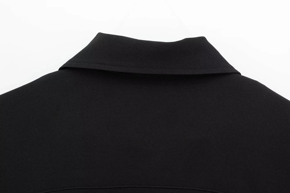 Lapel Zip Wide Leg Pant Set