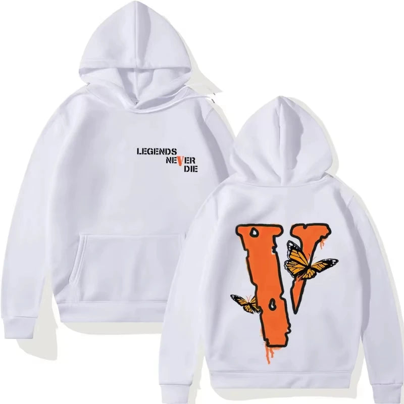 هودي رجالي بمقاس كبير على شكل حرف V - قصة فضفاضة غير رسمية