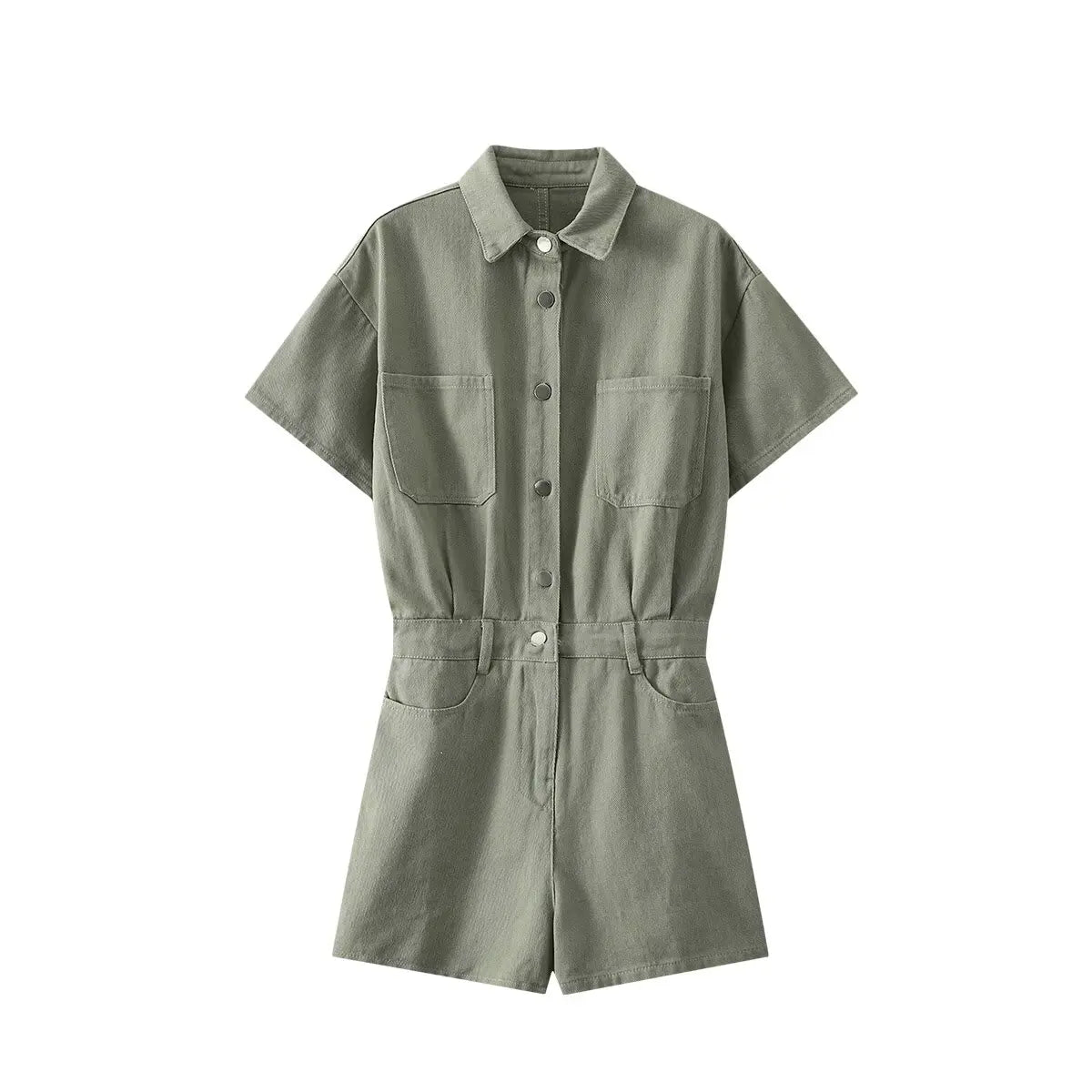 DenimPulse™ – Waist Slim Short Denim Jumpsuit (Playful, Sculpted & Trendy)