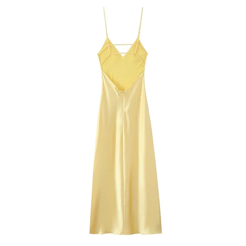 Golden Luxe Satin Maxi Dress