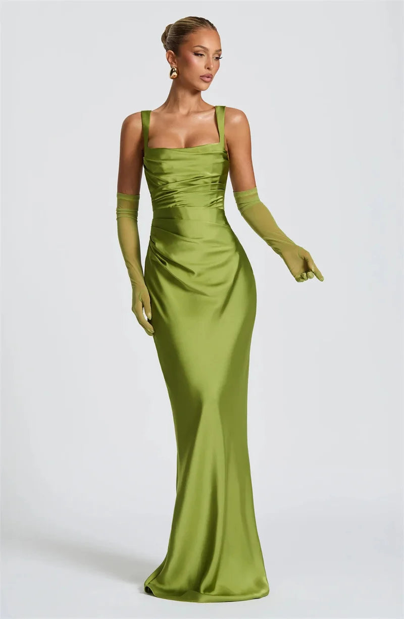 Luxe Satin Halter Evening Gown