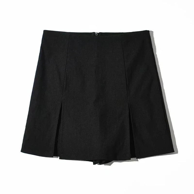 Women's Black Split Skirt Shorts