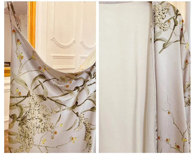 طقم رداء زفاف نسائي من الساتان