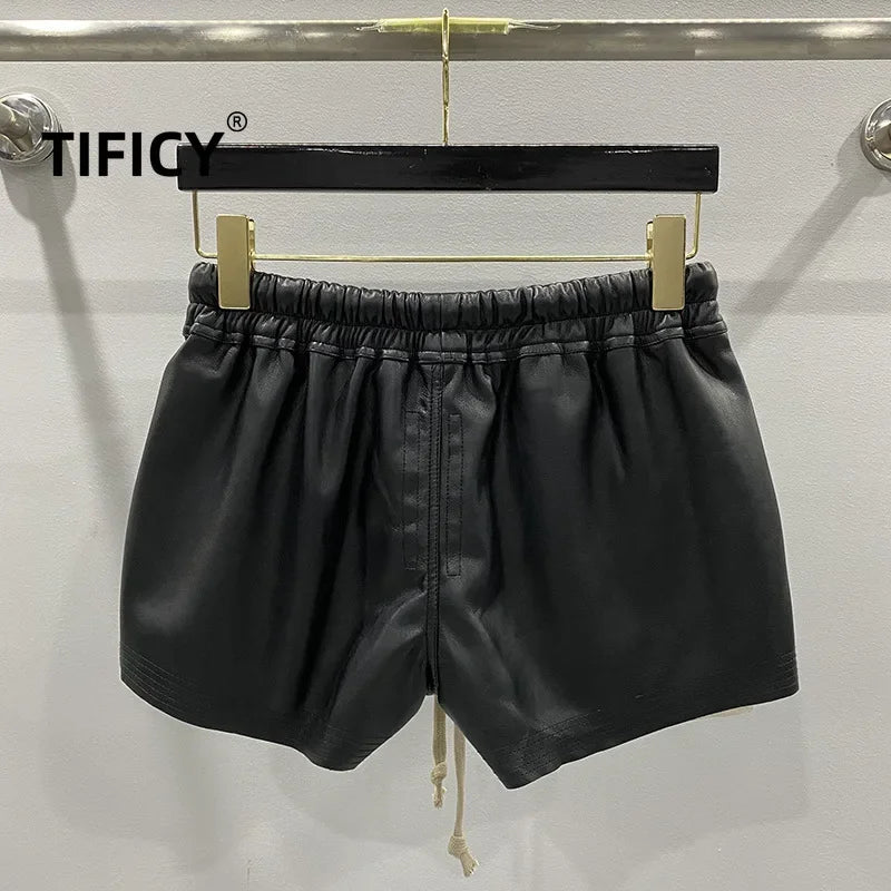 Women's PU Leather Black Shorts