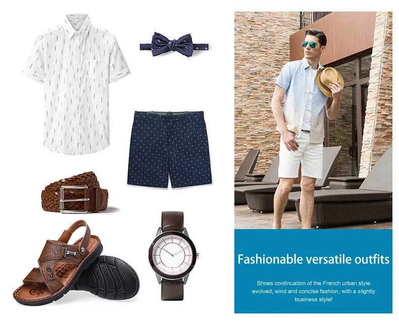 صنادل كاجوال جلدية للرجال بإبزيم